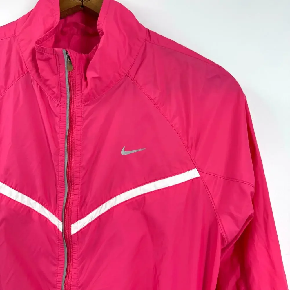 Nike Windbreaker Jacket Womens M Neon Pink Full Zip Vented Lightweight Running - Picture 3 of 9